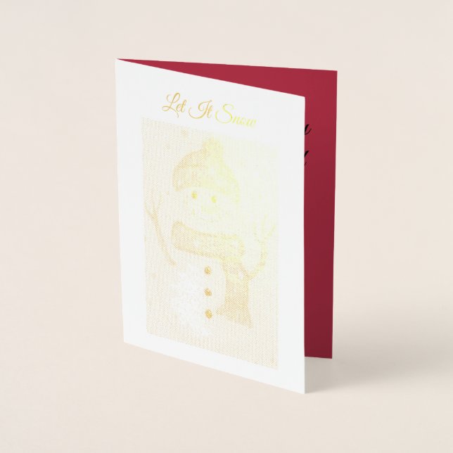 Carte Dorée Laisser la neige - Snowman (Devant)