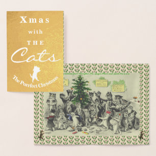 Carte Dorée L'art de Noël des chats Vintages
