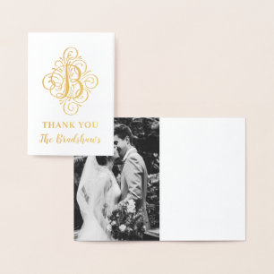 Carte Dorée Lettre B Nom du monogramme initial élégant