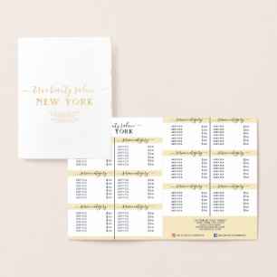 Carte Dorée Liste de prix simple Elegant White Gold Foil Salon