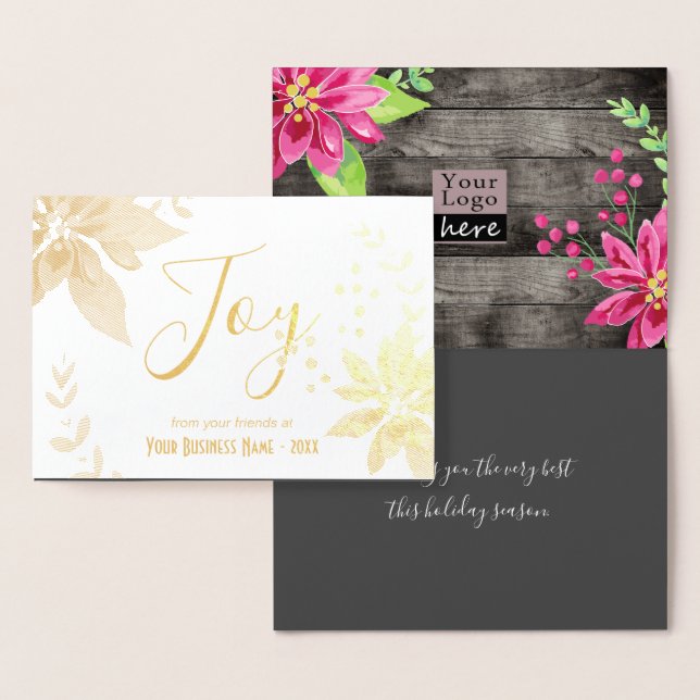 Carte Dorée Logo de l'entreprise de couronne de Noël Joy (Affichage)