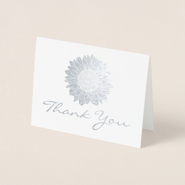 Carte Dorée Logo de l'entreprise Merci de tournesol argenté à  (Devant)