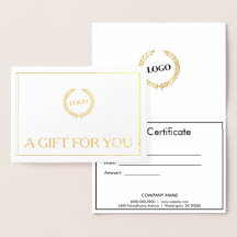 Logo d'entreprise Certificat cadeau plié Gold