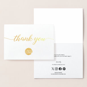 Carte Dorée Logo personnalisé Élégant Script Social Icons busi