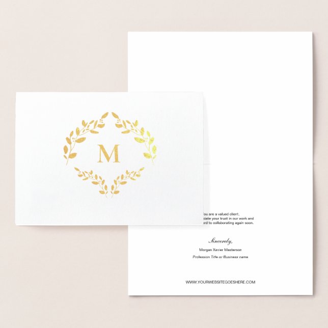 Carte Dorée Logo professionnel personnalisé Laurel Wreath Mono (Affichage)