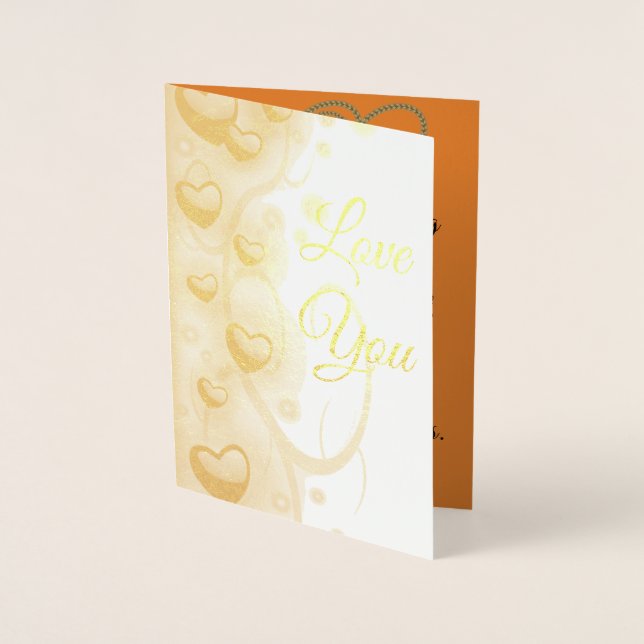 Carte Dorée Love Heart Romantique Rose Love Destiny Destiny (Devant)