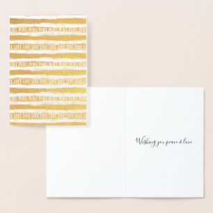Carte Dorée Love Peace Stripes Inspirationnelles