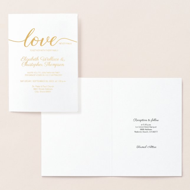 Carte Dorée Love Script Modern Custom Mariage chrétien (Affichage)