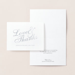Carte Dorée 'Love&Thanks' Elégant mariage Merci Argent