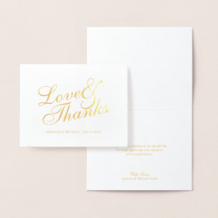 Carte Dorée 'Love&Thanks' Elégant Merci de mariage Gold