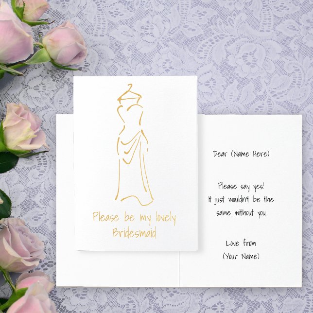 Carte Dorée Lovely Bridesmaid habillage design - Personnaliser (Créateur téléchargé)