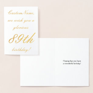 Carte Dorée Loving Gold Foil 89th Birthday Greeting Card