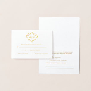 Carte Dorée Luxe Gold Mariage monogramme Crest Sélection de re