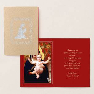 Carte Dorée Madonna par W.Bouguereau Noël de luxe Real