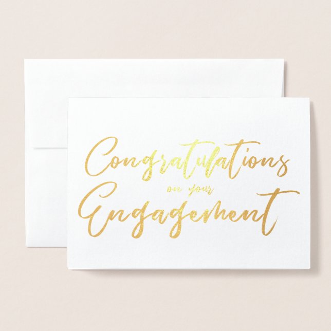 Carte Dorée Magnifique Engagement Félicitations (Devant avec enveloppe)