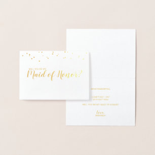 Carte Dorée Maid of Honor Elegant Confetti Gold