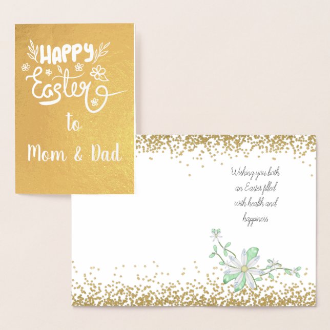 Carte Dorée Maman et Papa Pâques VRAI FOILE (Affichage)