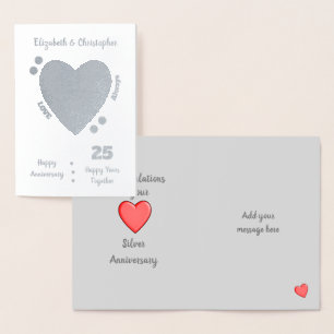 Carte Dorée Mariage Anniversaire Argent 25e 25 ans