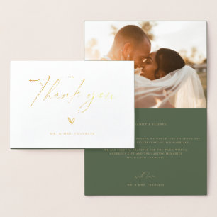Carte Dorée Mariage Boho Script moderne Merci photo Foil Ca