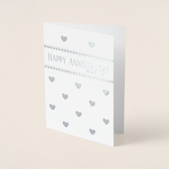 Carte Dorée Mariage d'anniversaire de coeur en argent maman et (Devant)