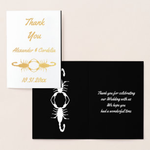 Carte Dorée Mariage gothique blanc Scorpions personnalisés