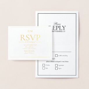 Carte Dorée Mariage Monogramme classique RSVP