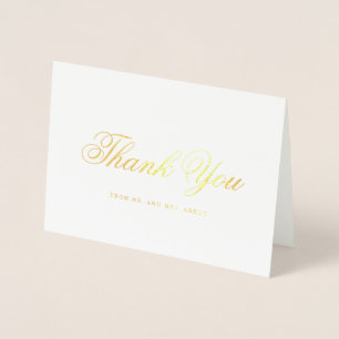 Carte Dorée Mariage photo simple élégant Merci or