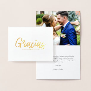 Carte Dorée Mariage Remerciements Photo Écriture Stylée Gracia