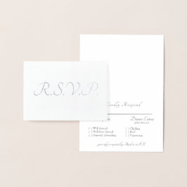 Carte Dorée Mariage RSVP gris Foil II en argent