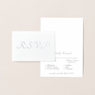 Carte Dorée Mariage RSVP gris Foil II en argent