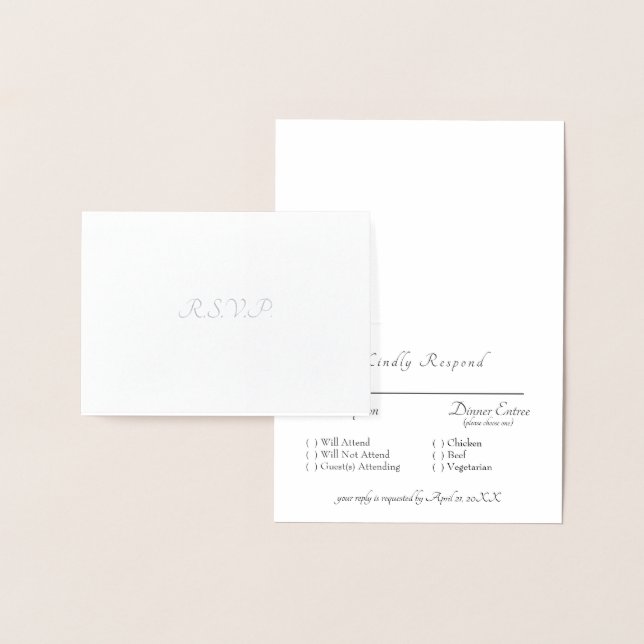 Carte Dorée Mariage RSVP RSVP en argent officiel (Affichage)