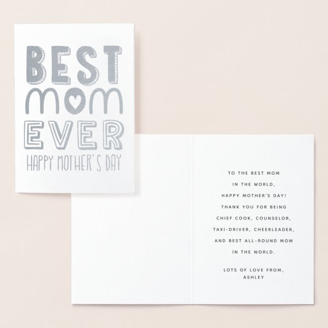 Carte Dorée Meilleure maman jamais Typographie moderne | Fête  (Affichage)