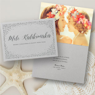 Carte Dorée Mele Kalikimaka Confetti Et Étoiles Photo De Noël