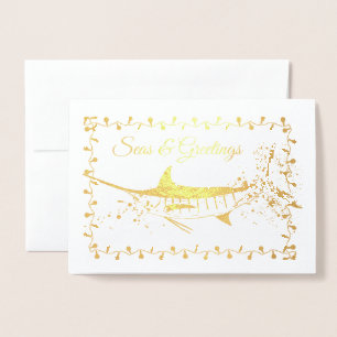 Carte Dorée Mer Marlin Gold ou Silver Foil & Gîtes de voeux