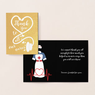 Carte Dorée Merci à toutes les infirmières Rendre le monde mei