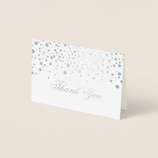 Carte Dorée Merci Confetti - Pois à huile d'argent (Devant)