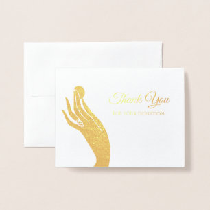 Carte Dorée Merci De Dons Simple Pour Les Femmes Mains Avec Pi