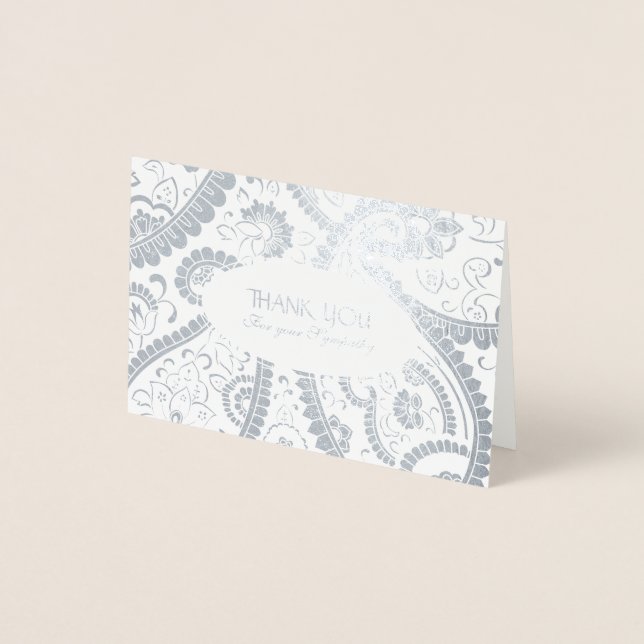 Carte Dorée Merci de la sympathie du Motif Persian Boteh Paisl (Devant)