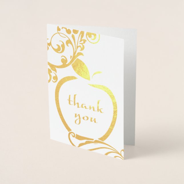 Carte Dorée Merci Floral Pomme huile d'or (Devant)