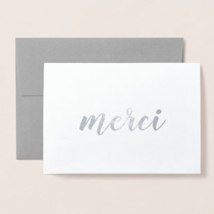 Carte Dorée Merci French Merci Brushstroke Script Argent