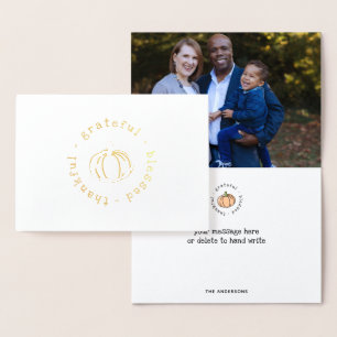 Carte Dorée Merci Gratuit Citrouille Thanksgiving