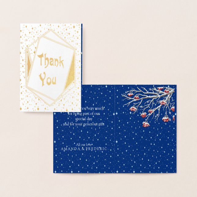 Carte Dorée Merci Imaginaire d'hiver (Affichage)