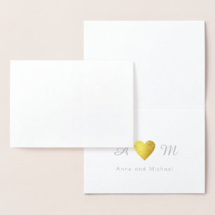 Carte Dorée merci mariage monogrammed