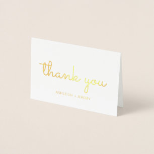 Carte Dorée Merci Mariage personnalisé Retro Gold
