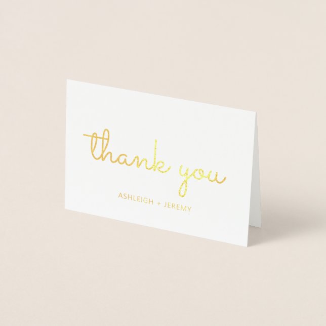 Carte Dorée Merci Mariage personnalisé Retro Gold (Devant)