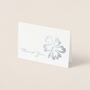 Carte Dorée Merci Métallique Tropical Island Hibiscus Flower