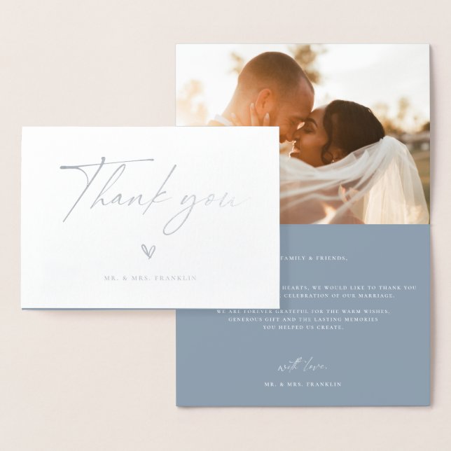 Carte Dorée Merci photo Mariage Boho Script moderne (Affichage)