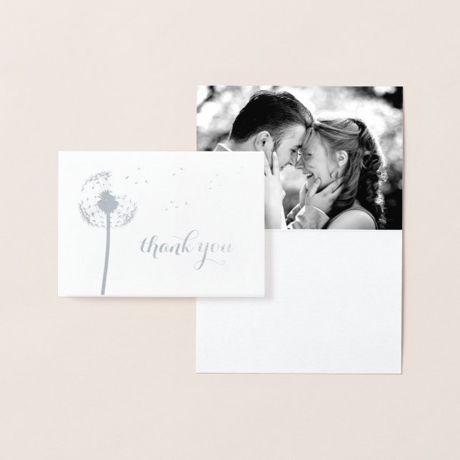 Carte Dorée Merci photo Silver Foil sur Grey (Affichage)