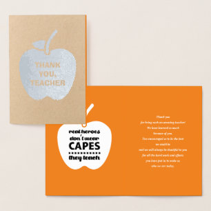 Carte Dorée Merci, professeur. Citation d'enseignement Apple