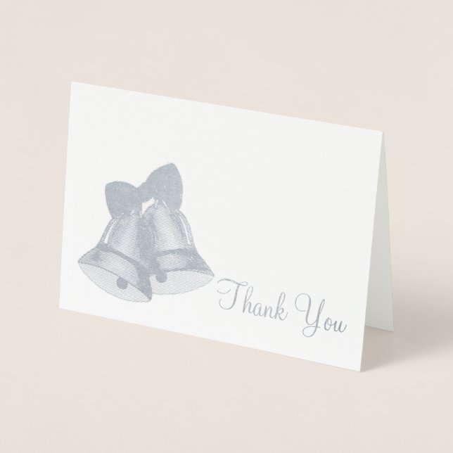 Carte Dorée Merci Silver Bells Mariage Fiançailles Vacances (Devant)